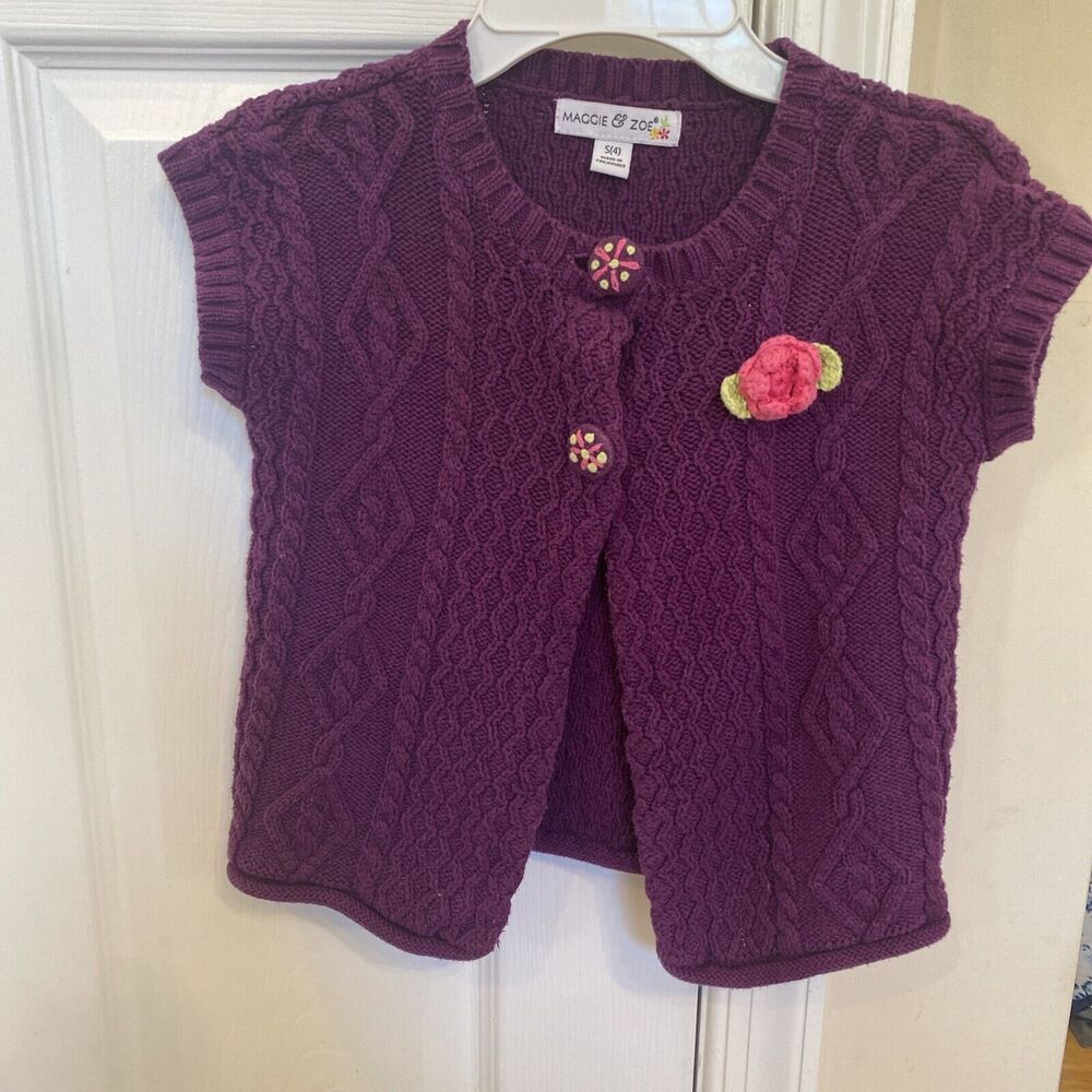 Maggie & Zoe Little Girls Cableknit Cottage Core Sweater Vest Size 4